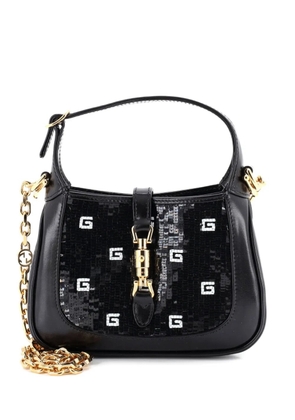 Gucci Pre-Owned Jackie 1961 Chain Hobo Sequin Embellished Satin with Leather Mini crossbody bag - Black