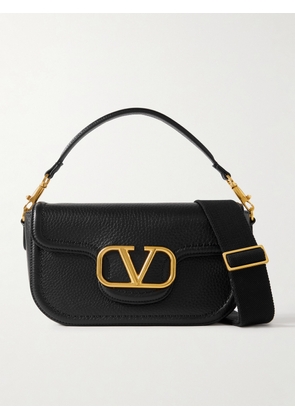 Valentino Garavani - Vlogo Embellished Textured-leather Shoulder Bag - Black - One size