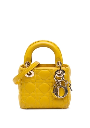 Christian Dior Pre-Owned 2021 Micro Lambskin Cannage Lady Dior satchel - Yellow