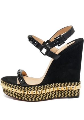 Christian Louboutin Pre-Owned Cataclou studded wedge sandals - Black