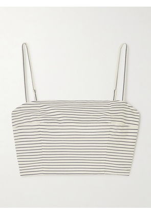 STAUD - Federico Cropped Striped Stretch-cotton Poplin Top - Ivory - x small,small,medium,large