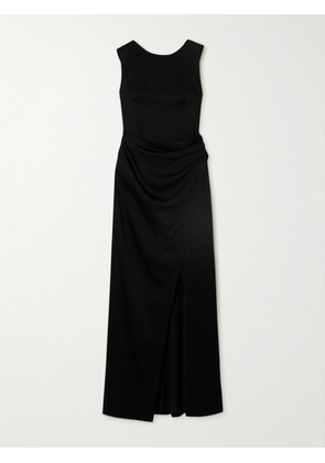 SIMKHAI - Tommy Open-back Draped Satin Gown - Black - US0,US2,US4,US6,US8,US10,US12