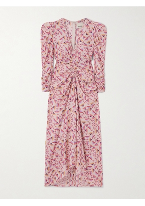 MARANT ÉTOILE - Albini Gathered Printed Voile Midi Dress - Multi - FR 34,FR 36,FR 38,FR 40,FR 42,FR 44,FR 46