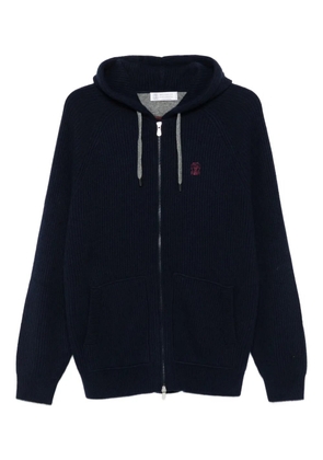 Brunello Cucinelli zip-up hooded cardigan - Blue