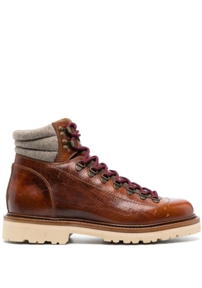 Brunello Cucinelli padded ankle lace-up boots - Brown