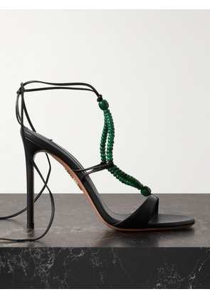 Aquazzura - Amalfi 105 Beaded Leather Sandals - Black - IT35,IT35.5,IT36,IT36.5,IT37,IT37.5,IT38,IT38.5,IT39,IT39.5,IT40,IT40.5,IT41,IT42