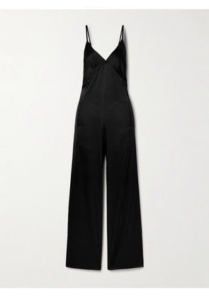 Rivet Utility - Foxy Open-back Silk-blend Satin Jumpsuit - Black - x small,small,medium,large,x large