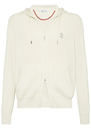 Brunello Cucinelli ribbed-knit hoodie - Neutrals