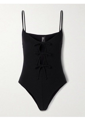 Lisa Marie Fernandez - Tie-detailed Crepe Swimsuit - Black - 01,2,3,4