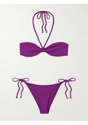 Lisa Marie Fernandez - Embellished Crepe Halterneck Bikini - Purple - 01,2,3,4