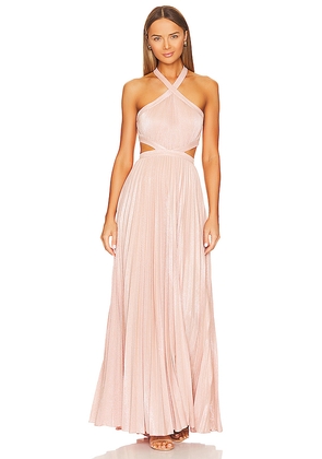 BCBGMAXAZRIA Metallic Evening Gown in Blush. Size 10. Also in 12, 14, 6, 8.