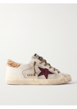 Golden Goose - Super-star Calf Hair And Suede-trimmed Mesh And Distressed Leather Sneakers - Off-white - IT35,IT36,IT37,IT38,IT39,IT40,IT41,IT42