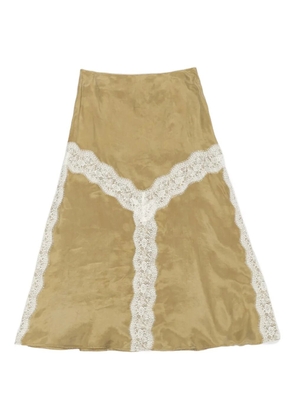 Bimba y Lola lace-trimmed midi skirt - Green