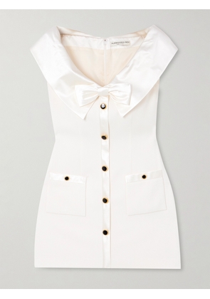 Alessandra Rich - Bow-embellished Silk-trimmed Cady Mini Dress - White - IT36,IT38,IT40,IT42,IT44,IT46