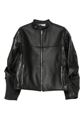 Anni Salonen rose-detail leather jacket - Black