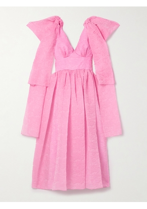 Erdem - Tie-detailed Organza-cloqué Midi Dress - Pink - UK 6,UK 8,UK 10,UK 12