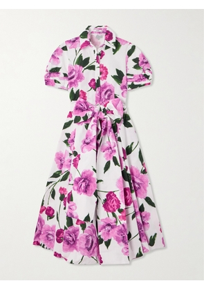 Erdem - Belted Floral-print Cotton-twill Midi Shirt Dress - Pink - UK 4,UK 6,UK 8,UK 10,UK 12,UK 14,UK 16,UK 18,UK 20