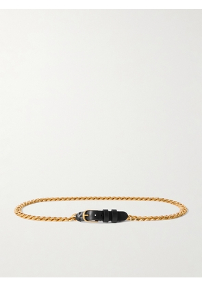 Nili Lotan - Nicolette Leather-trimmed Gold-tone Belt - Black - 70,75,80,85