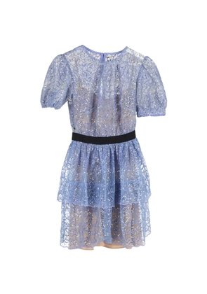 Self-Portrait lace sequined mini dress - Blue