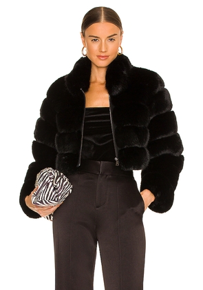 Adrienne Landau Faux Fox Fur Jacket in Jet Black. Size L. Also in M, S.
