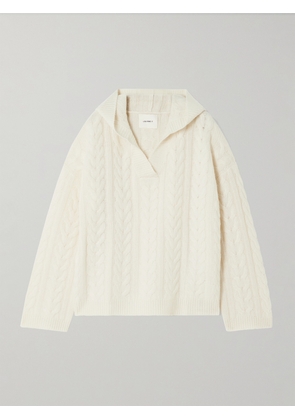LISA YANG - Cable-knit Cashmere Hoodie - Cream - 01,2