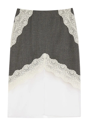 Jil Sander lace-trimmed layered skirt - Grey