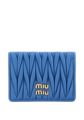 Miu Miu Matelassé leather card holder - Blue