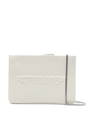 Patrizia Pepe (IM)PERFECTION embossed-logo leather clutch bag - White