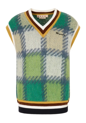 Marni checked V-neck vest - Green