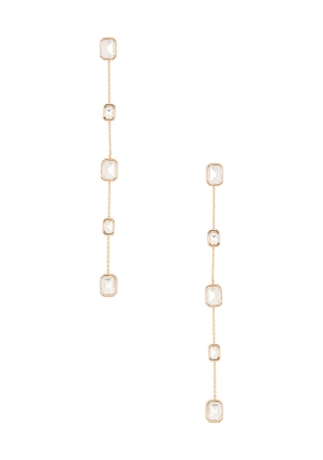 Ettika Drop Earrings in Metallic Silver.