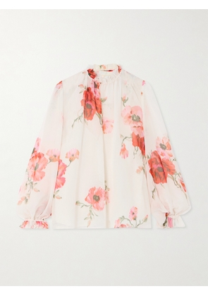 Zimmermann - Lightburst Ruffled Floral-print Cotton And Silk-blend Voile Blouse - Cream - 00,0,1,2,3,4