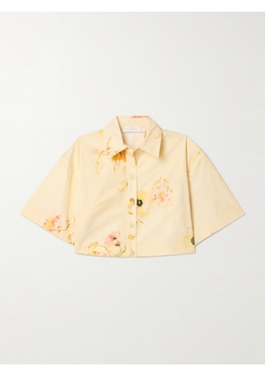 Zimmermann - Lightburst Cropped Floral-print Cotton-poplin Shirt - Multi - 00,0,1,2,3,4