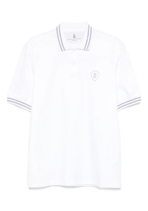 Brunello Cucinelli embroidered-logo polo shirt - White
