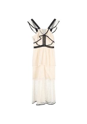 Self-Portrait tiered midi dress - Neutrals