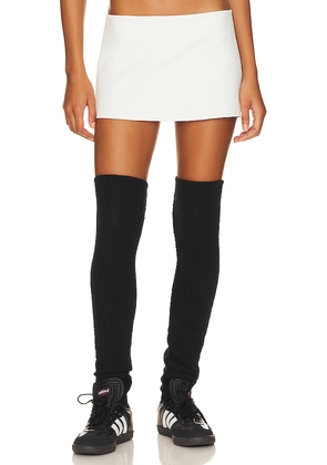 GUIZIO Micro Mini Stretch Skirt in White. Size L. Also in M, XL.