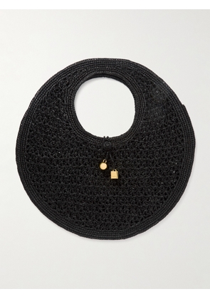 Jacquemus - The Rond Embellished Raffia Tote - Black - One size