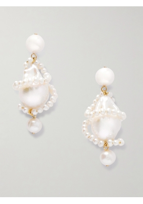 Completedworks - Carvings Recycled Gold Vermeil Pearl Earrings - One size