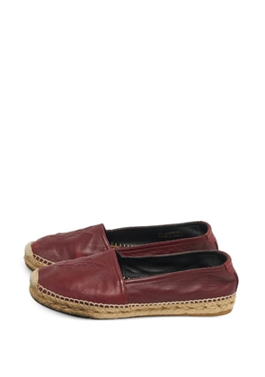 Saint Laurent Pre-Owned embossed-logo flat espadrilles - Red