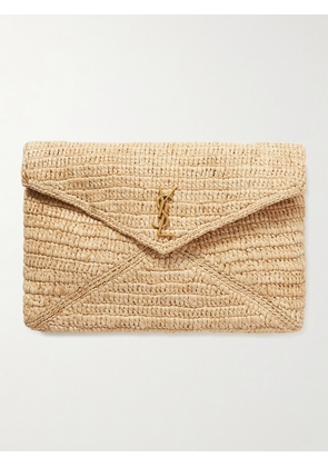 SAINT LAURENT - Cassandre Raffia Clutch - Neutrals - One size