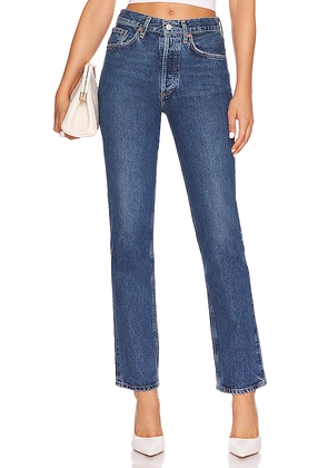 AGOLDE Lana Mid Rise Straight Jeans in Denim-Medium. Size 23. Also in 24, 25, 26, 28, 29, 30, 31, 32, 33, 34.
