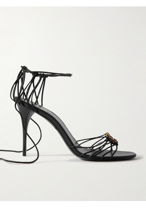 SAINT LAURENT - Babylone Embellished Knotted Leather Sandals - Black - EU 34,EU 34.5,EU 35,EU 35.5,EU 36,EU 36.5,EU 37,EU 37.5,EU 38,EU 38.5,EU 39,EU 39.5,EU 40,EU 40.5,EU 41,EU 41.5,EU 42