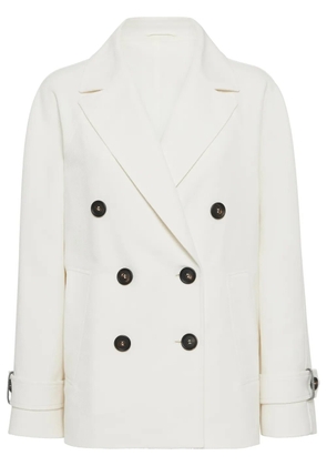Brunello Cucinelli Monili bead-embellished peacoat - White