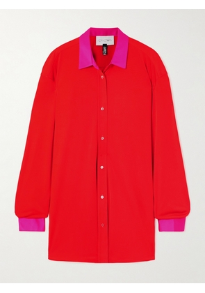 AZ FACTORY - + Lutz Huelle Aka Appliquéd Two-tone Satin-jersey Shirt - Red - FR 34,FR 36,FR 38,FR 40,FR 42