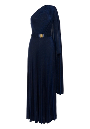 Elisabetta Franchi one-shoulder pleated gown - Blue