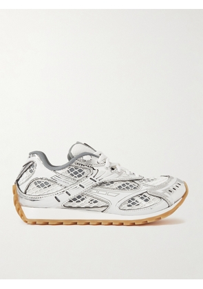 Bottega Veneta - Orbit Metallic Rubber, Mesh And Fishnet Sneakers - White - EU 34,EU 35,EU 35.5,EU 36,EU 36.5,EU 37,EU 37.5,EU 38,EU 38.5,EU 39,EU 39.5,EU 40,EU 41,EU 42