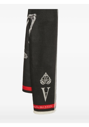 Alexander McQueen Pre-Owned skull motif wool shawl - Black