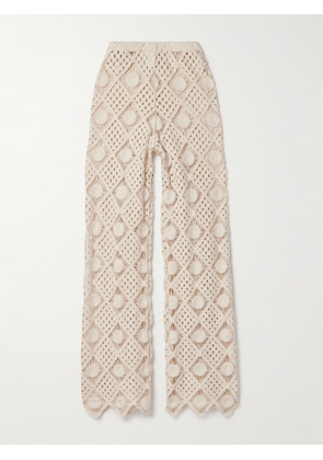 Sara Cristina - Playa Crocheted Cotton Straight-leg Pants - Ivory - x small,small,medium,large,x large