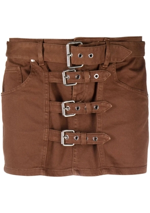Blumarine buckle-embellished denim miniskirt - Brown