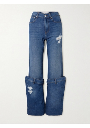 JW Anderson - Bucket Layered Distressed Low-rise Boyfriend Jeans - Blue - 24,25,26,27,28,29