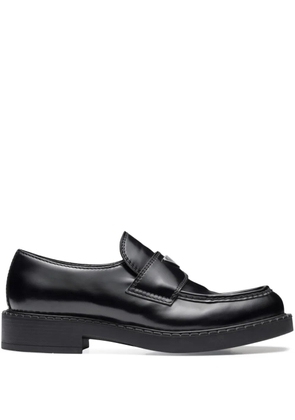 Prada brushed-leather loafers - Black